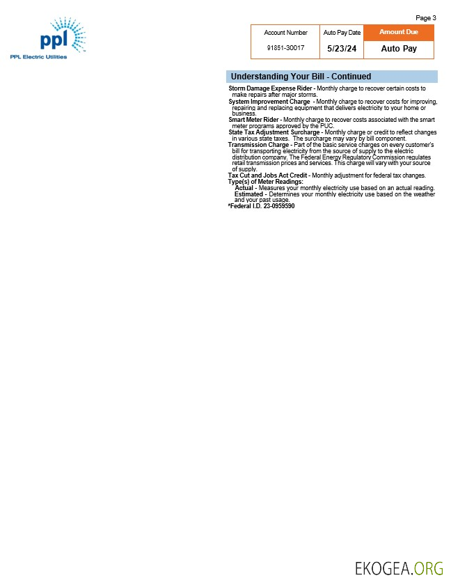 USA Pennsylvania PPL electric utility bill, 3 pages 2